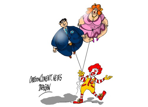 Cartoon: McDonalds -Fast food (medium) by Dragan tagged mcdonalds,fast,food,benificios,multinacional,negocio,cartoon