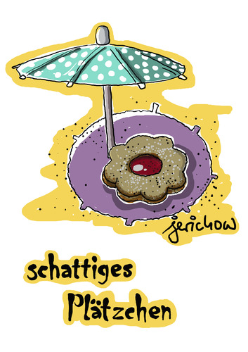 Cartoon: Schattiges Plätzchen (medium) by jerichow tagged sonne,plätzchen,schatten,cocktailschirmchen,strand,sonne,plätzchen,schatten,cocktailschirmchen,strand