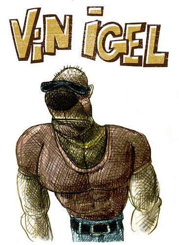 Cartoon: vin igel (medium) by jenapaul tagged portrait,vin,diesel,muskeln,body,schauspieler