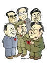 Cartoon: Chinese leaders (small) by jeander tagged deng,xiaoping,hua,guofeng,mao,zedong,zhou,enlai,jiang,zemin,hu,jintao,china,chairman,president