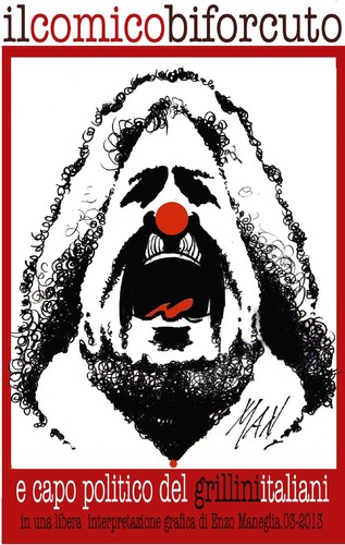 Cartoon: Beppe Grillo M5S (medium) by Enzo Maneglia Man tagged grillo,beppe,caricatura,m5s