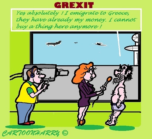 Cartoon: Grexit Action (medium) by cartoonharry tagged greece,europe,action,emigration,poor