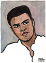 Cartoon: Muhammad Ali (small) by Pascal Kirchmair tagged muhammad,ali,cassius,clay,portrait,caricature,karikatur,cartoon,vignetta,usa,legend,boxing,boxer,watercolour,aquarell,vietnam,war,sport