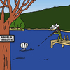 Cartoon: No Fishing (small) by Pascal Kirchmair tagged cartoon angeln fischen no fishing verboten jäger fisher fischer chasseur chasser pecher peche interdite divieto di pesca