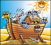 Cartoon: Heat wave Canicule (small) by Carayboo tagged heat,wave,sun,winter,summer,sky,cloud,nature,sand,vacances,holiday,boat,arche,noe,noah,ark,shine,desert,smile,bible,warming,global,evironment