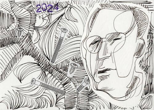 Cartoon: Thinkers Spring (medium) by Kestutis tagged sketch,thinker,spring,art,kunst,kestutis,lithuania