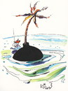 Cartoon: Pirate desert island (small) by Kestutis tagged pirate,desert,island,kestutis,lithuania,turtle,adventure,palm,meer,sea,ocean