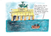 Cartoon: Letzte Generation (small) by Skowronek tagged brandenburger,tor,letzte,generation,klima,überschwemung,co2,fossile,energie,hitze,klimakatstrophe,wasser,boot,skowronek,cartoon