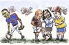 Cartoon: Obama_Latin America go separate (small) by Bob Row tagged obama,chavez,fernandez,rousseff,celac,soccer,football