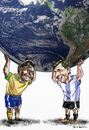 Cartoon: Pele_Messi (small) by Bob Row tagged pele,messi,world,cup,fifa,soccer,brazil,argentina