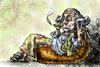 Cartoon: Washington hippie (small) by Bob Row tagged washington,drugs,marijuana,deregulation,democracy,usa