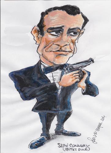 Cartoon: JAMES BOND (medium) by jjjerk tagged james,bond,sean,connery,gun,suit,bow,film,spy,007