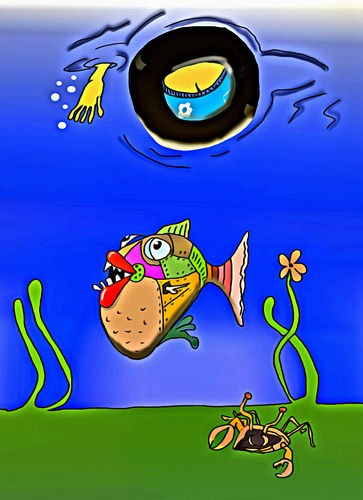 Cartoon: ouch (medium) by tonyp tagged arp,water,arptoons,ouch,fish