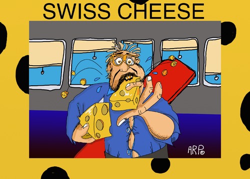 Cartoon: Swiss Cheese (medium) by tonyp tagged arp,swiss,cheese,band,trip,returning,home