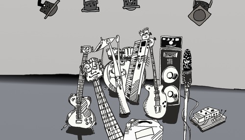 Cartoon: Where is the humans? (medium) by tonyp tagged arp,music,humans,guitar,organ,drums,arptoons