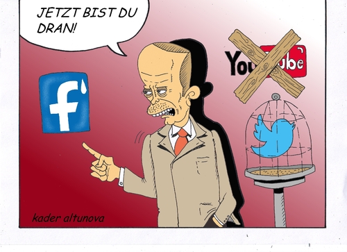 Cartoon: Jetzt bist du dran (medium) by kader altunova tagged facebook,twitter,you,tube,zensur,erdogan,türkei