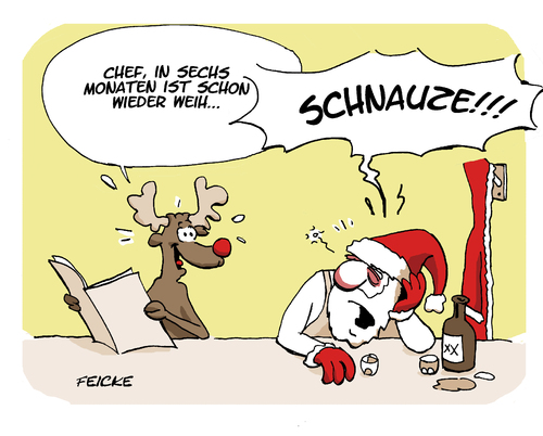 Cartoon: Sommerpause (medium) by FEICKE tagged weihnachten,weihnachtsmann,urlaub,sommer,ferien,rudolph,rentier,weihnachten,weihnachtsmann,urlaub,sommer,ferien,rudolph,rentier