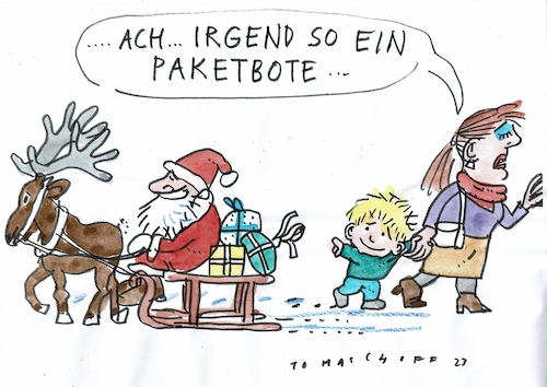 Cartoon: Bote (medium) by Jan Tomaschoff tagged weihnachten,weihnachtsmann,geschenke,weihnachten,weihnachtsmann,geschenke