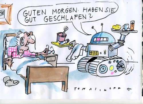 Cartoon: Roboterpflege (medium) by Jan Tomaschoff tagged pflege,fachkräftemangel,roboter,pflege,fachkräftemangel,roboter