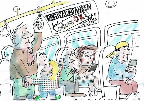 Cartoon: umsonst (medium) by Jan Tomaschoff tagged nahverkehrsmittel,nahverkehrsmittel