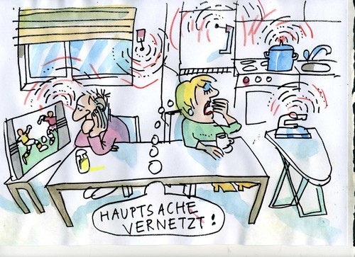Cartoon: Vernetzter Haushalt (medium) by Jan Tomaschoff tagged smart,vernetzung,smart,vernetzung