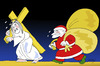 Cartoon: Begegnung (small) by Hayati tagged jesus,christus,weihnachtsmann,encounter,consumerism,saint,nikolaus,begegnung,noel,yeni,yil,weihnachten,hayati,boyacioglu