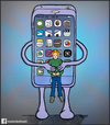 Cartoon: Siri is dead (small) by matan_kohn tagged phone,mobile,computers,kids,end,world,sad,funny,holding,siri,technology,iphone,matan,kohn
