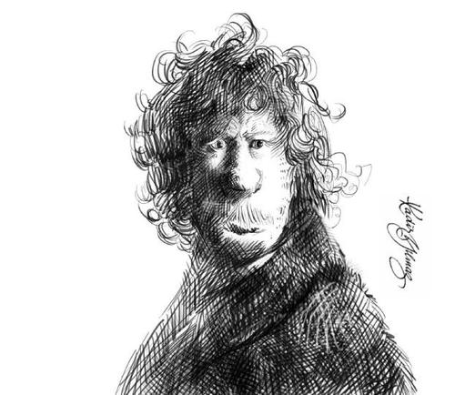 Cartoon: Rembrandt (medium) by kadiryilmaz tagged yilmaz,kadir,karikatur,cartoon,rijn,van,harmenszoon,rembrandt