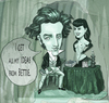 Cartoon: Kierkegaard and Bettie Page (small) by frostyhut tagged kierkegaard,philosophy,bettie,page,books,existentialism,boobs