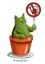 Cartoon: Catus (small) by Kossak tagged katze kaktus cat cactus flowerpot blumentopf gießkanne sign schild