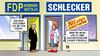 Cartoon: FDP und Schlecker (small) by Harm Bengen tagged fdp,schlecker,geschäftsaufgabe,prozent,rabatt,schliessung,landtag,nordrhein,westfalen,neuwahlen,opposition,entlassungen,pleite,konkurs