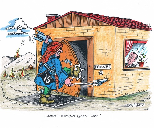 Cartoon: IS-Terror (medium) by mandzel tagged is,terror,türkei,mordanschläge,attentate,is,terror,türkei,mordanschläge,attentate