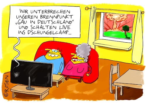Cartoon: Störfall (medium) by Holga Rosen tagged gau,dschungelcamp,gau,dschungelcamp,brennpunkt,tv,sendung,fernsehen