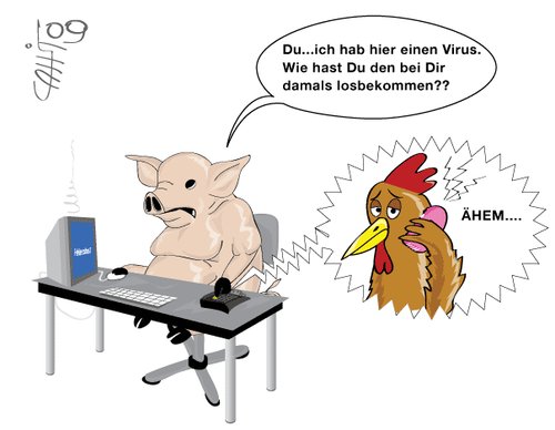 Cartoon: Swine flue  Schweinegrippe (medium) by Ex-Muslim-at tagged swine,flu,schweinegrippe,vogelgrippe,pandemie,krankheit,panik