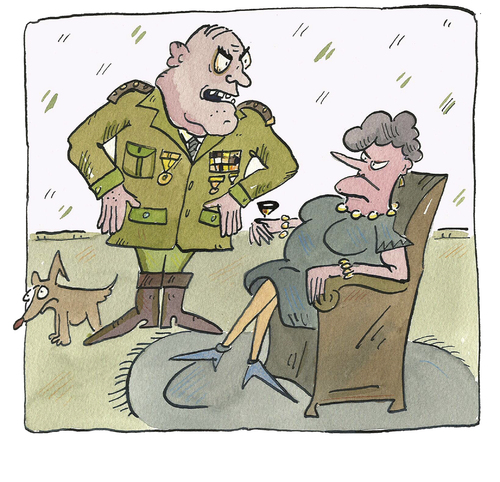 Cartoon: militär diktatur (medium) by sabine voigt tagged militär,diktatur,general,streit,ehe,scheidung,macht,krieg,politik
