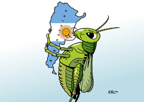 Cartoon: Argentinien (medium) by Erl tagged argentinien,staatsbankrott,schulden,hedgefonds,heuschrecke,ansprüche,gier,geld,finanzen,pleite,fressen,argentinien