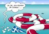 Cartoon: Griechenland-Rettung (small) by Erl tagged griechenland,schulden,krise,bankrott,staatsbankrott,pleite,rettung,hilfspaket,rettungspaket,hilfe,annehmen,meer,rettungsring,flagge