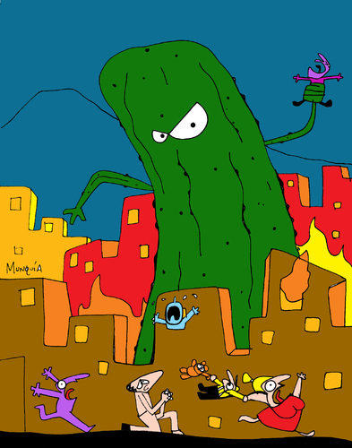 Cartoon: The killer Cucumber (medium) by Munguia tagged human,schlagstock,bio,preiswert,billig,ehec,jop,silah,biyolojik,hayati,boyacioglu,berlin