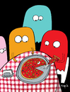 Cartoon: they eat pac man (small) by Munguia tagged pizzapitch,pizza,food,slice,pac,man,ghost,atari,videogame,80,restaurant