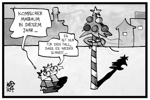 Cartoon: Das Wetter im Mai (medium) by Kostas Koufogiorgos tagged karikatur,koufogiorgos,illustration,cartoon,mai,wetter,maibaum,fest,maifeier,weihnachtsbaum,schnee,karikatur,koufogiorgos,illustration,cartoon,mai,wetter,maibaum,fest,maifeier,weihnachtsbaum,schnee