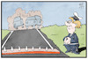 Cartoon: Bundesnotbremse (small) by Kostas Koufogiorgos tagged karikatur,koufogiorgos,illustration,cartoon,bundesnotbremse,nagelbrett,merkel,verkehr,pandemie,corona,infektionsschutzgesetz,bund