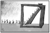 Cartoon: Deutsche Bank (small) by Kostas Koufogiorgos tagged karikatur,koufogiorgos,illustration,cartoon,deutsche,bank,stellen,abbau,mitarbeiter,arbeit,entlassung,umbau,wirtschaft