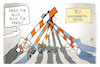Cartoon: EU-Flüchtlingspolitik (small) by Kostas Koufogiorgos tagged karikatur,koufogiorgos,illustration,cartoon,eu,flüchtlinge,belarus,flüchtlingspolitik,grenze,schranke,europa