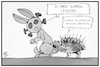 Cartoon: Impfquote (small) by Kostas Koufogiorgos tagged karikatur,koufogiorgos,illustration,cartoon,impfquote,corona,pandemie,impfung,hase,igel,mythos,schnell,langsam,impfstoff,spritze,virus