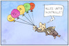 Cartoon: Inflation (small) by Kostas Koufogiorgos tagged karikatur,koufogiorgos,illustration,cartoon,inflation,scholz,wirtschaft,teuerungsrate,luftballon,finanzminister,kontrolle