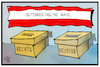 Cartoon: Österreich hat die Wahl (small) by Kostas Koufogiorgos tagged karikatur,koufogiorgos,illustration,cartoon,oesterreich,wahl,wahlurne,rechts,rechter,demokratie,parlament