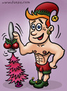 Cartoon: gay santa dressing up the tree (small) by illustrator tagged gay,santa,dress,christmas,tree,queer,ball,star,pick,pink