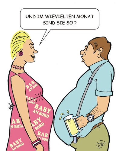 Cartoon: Bäuche (medium) by JotKa tagged schwanger,schwangerschaft,er,sie,frauen,männer,flirt,bierbauch,bier,fett,mutter,bierglas,bmi,baby,liebe,erotik
