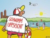 Cartoon: Damals in Frankfort (small) by JotKa tagged frankfurt,südhessen,dialekt,schwimmen,badesee,aufsicht,strand,waldsee