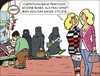 Cartoon: Eigentlich ganz praktisch (small) by JotKa tagged mode styling outfit mädchen damen einkaufen ausländer integration schminken shopping vermummung praktische kleidung obst